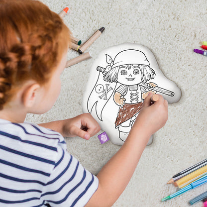 10" Pirate Girl Coloring Pillow