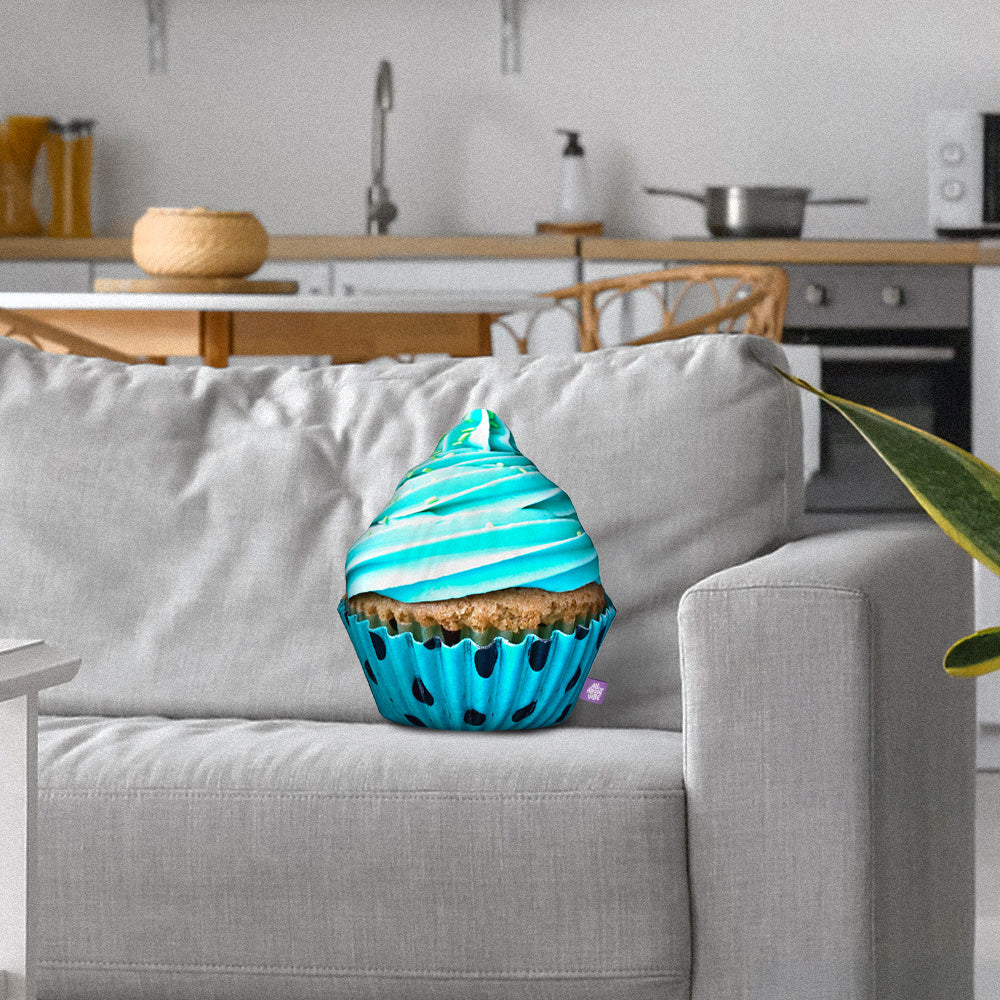 Blue Cupcake Throw Pillow By All About Vibe