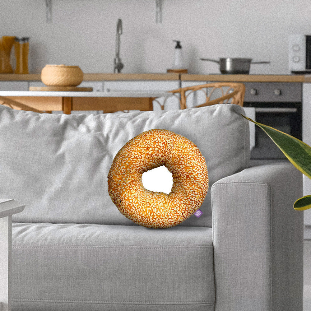 Sesame Bagel Throw Pillow By All About Vibe