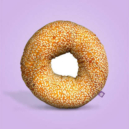 Sesame Bagel Throw Pillow By All About Vibe
