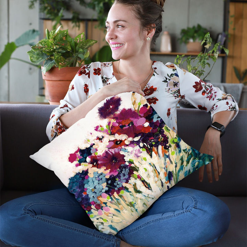 In Bloom On White Crop Throw Pillow By Jan Griggs