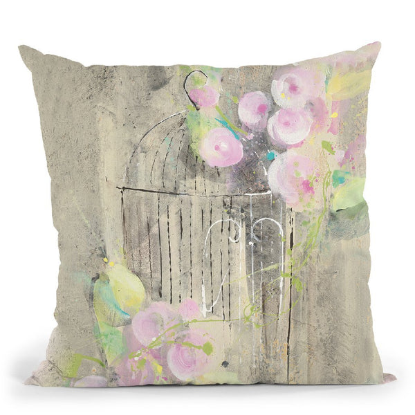 Birdcage Floral I Throw Pillow By Albena Hristova