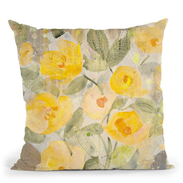 Poppy Garden I Yellow Flowers Throw Pillow By Albena Hristova