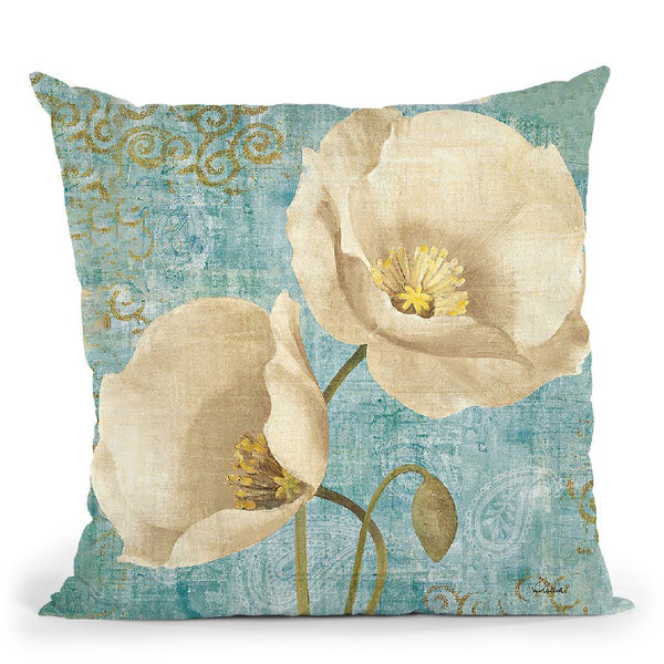 Rich Poppies On Paisley Throw Pillow By Albena Hristova