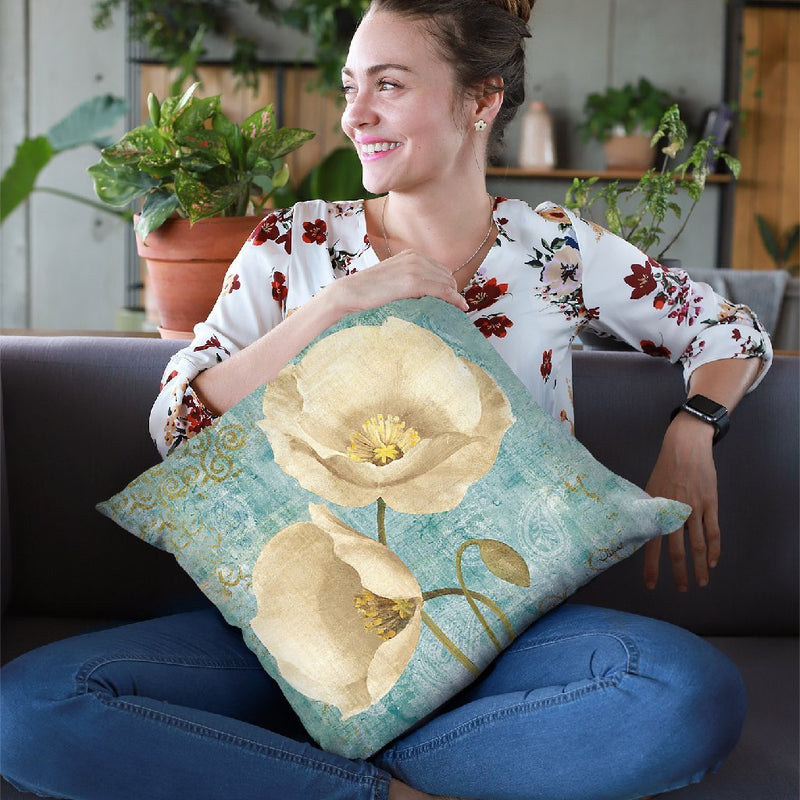 Rich Poppies On Paisley Throw Pillow By Albena Hristova