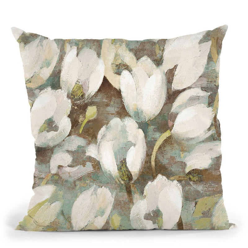 Tulip Delight Pattern Blue Throw Pillow By Albena Hristova