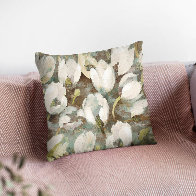 Tulip Delight Pattern Blue Throw Pillow By Albena Hristova