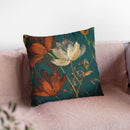 Moonlight Garden I Spice On Teal Throw Pillow By Albena Hristova