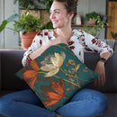 Moonlight Garden I Spice On Teal Throw Pillow By Albena Hristova