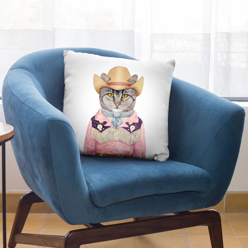 Cowboy Cat Throw Pillow By Animal Crew