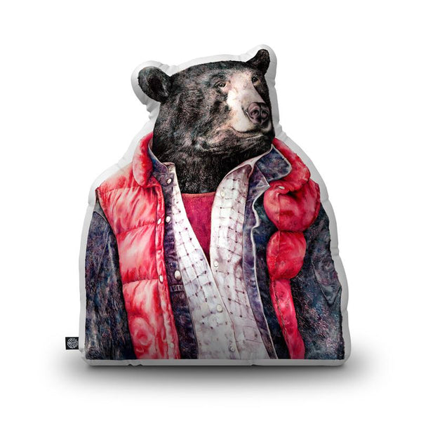 Black Bear Throw Pillow By Animal Crew - by all about vibe