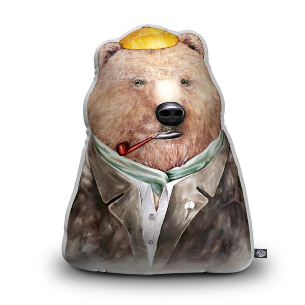 Brown Bear Throw Pillow By Animal Crew - by all about vibe
