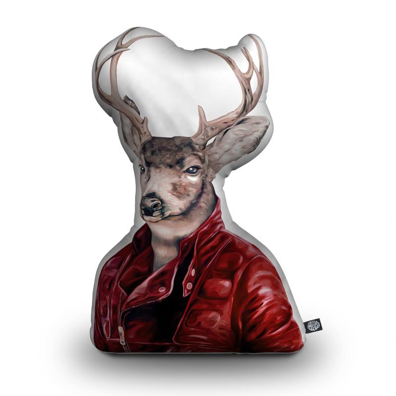 Deer In Leather Throw Pillow By Animal Crew - by all about vibe