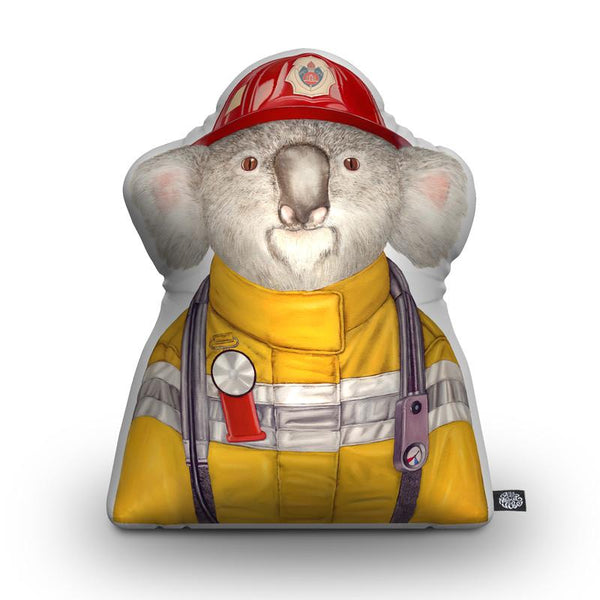 Koala Firefighter Shaped Throw Pillow by Animal Crew - by all about vibe