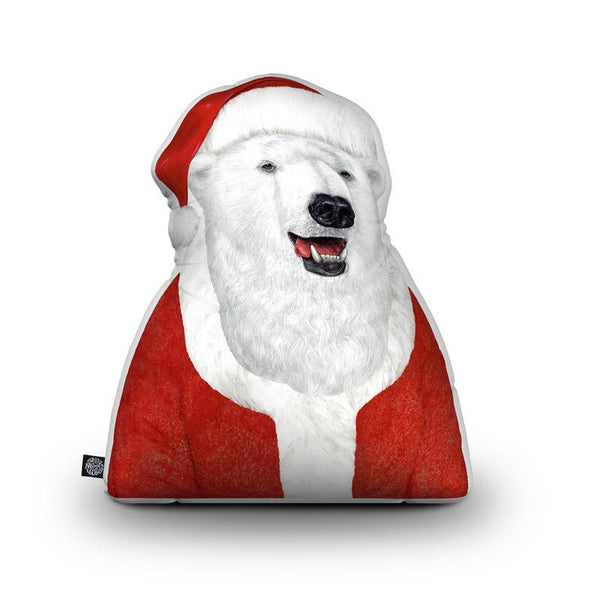 Polarbear Santa Throw Pillow By Animal Crew - by all about vibe