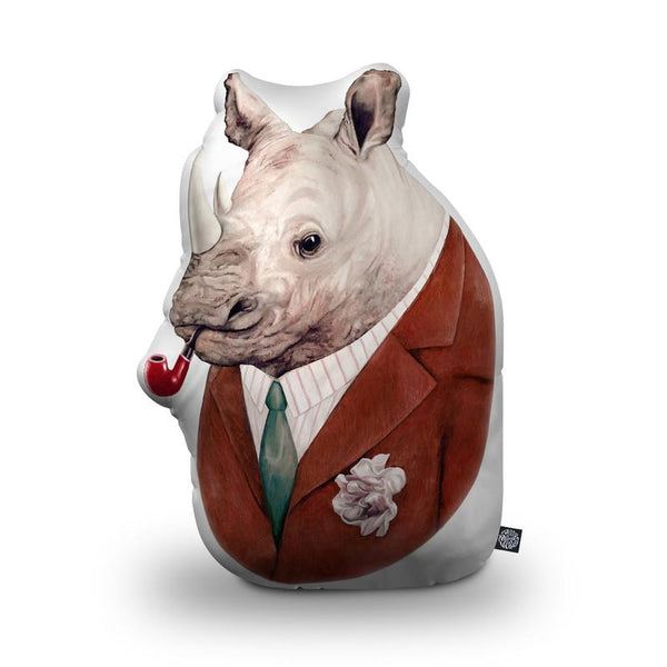 Rhino Shaped Throw Pillow by Animal Crew - by all about vibe
