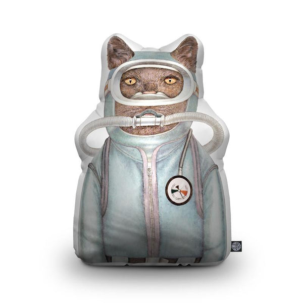 Scuba Cat Shaped Throw Pillow by Animal Crew - by all about vibe