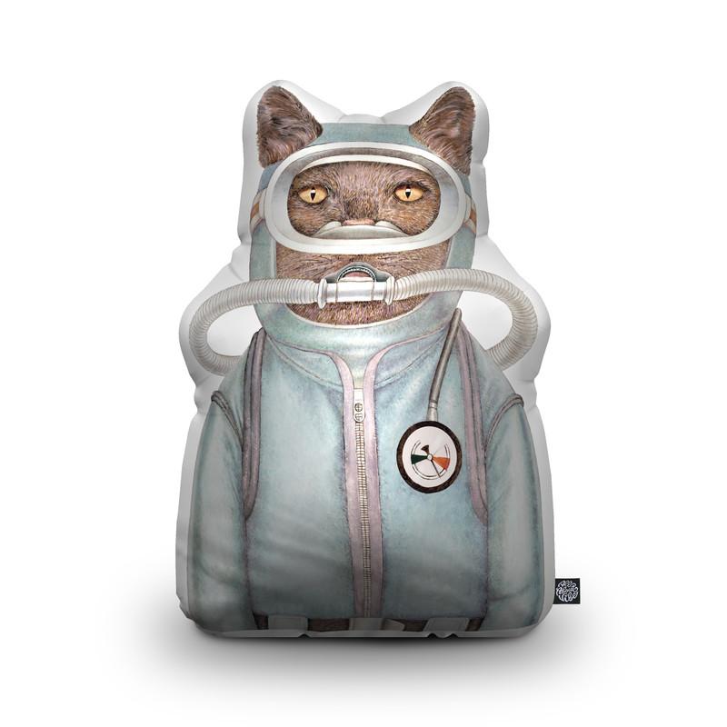 Scuba Cat Shaped Throw Pillow by Animal Crew - by all about vibe