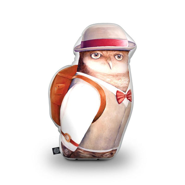 Travel Owl Shaped Throw Pillow by Animal Crew - by all about vibe