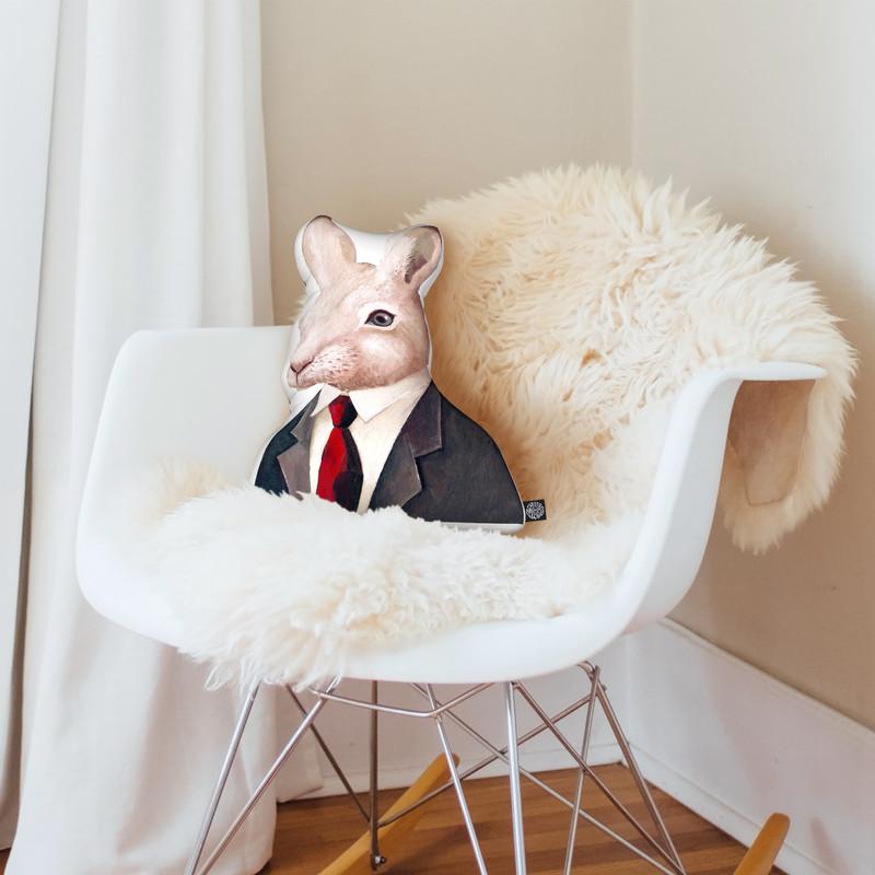 White Rabbit Shaped Throw Pillow by Animal Crew - by all about vibe