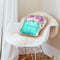 Shopping Bag Teal Pink Roses Shaped Throw Pillow by Amanda Greenwood - by all about vibe
