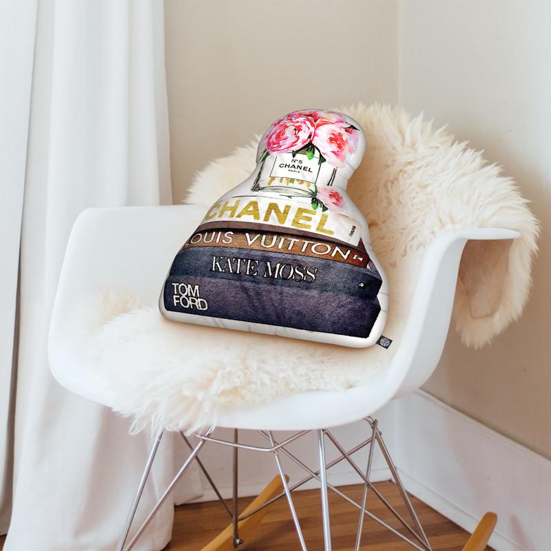 Peonies And Fashion Books Shaped Throw Pillow by Amanda Greenwood - by all about vibe