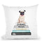 Bookstack Pug Pink Bow Throw Pillow By Amanda Greenwood