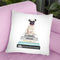 Bookstack Pug Pink Bow Throw Pillow By Amanda Greenwood