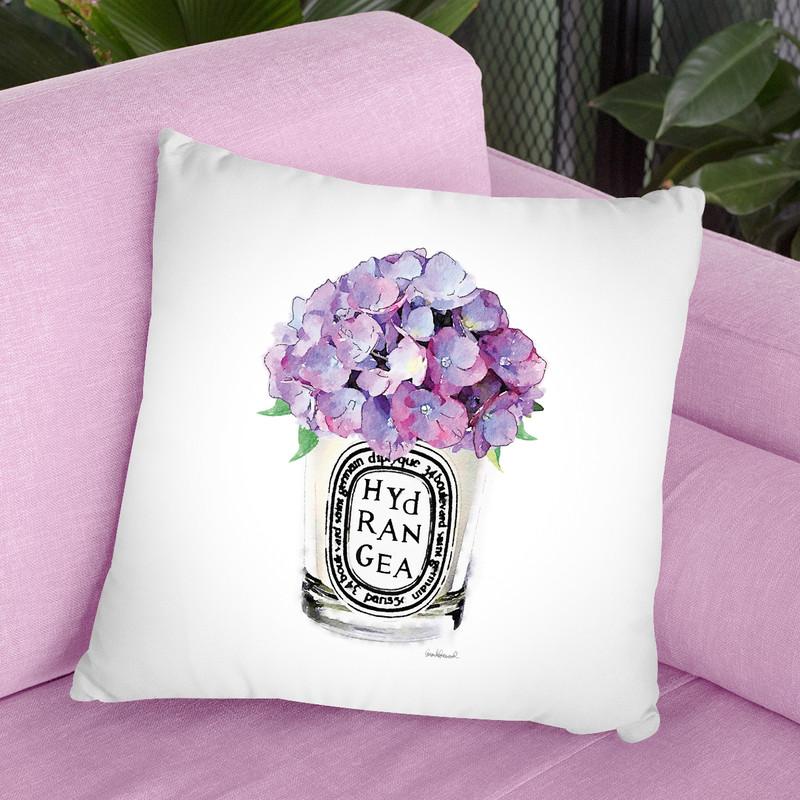 Candle Hydrangea Throw Pillow By Amanda Greenwood