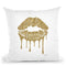 Gold Lips Drip Throw Pillow By Amanda Greenwood
