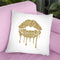 Gold Lips Drip Throw Pillow By Amanda Greenwood