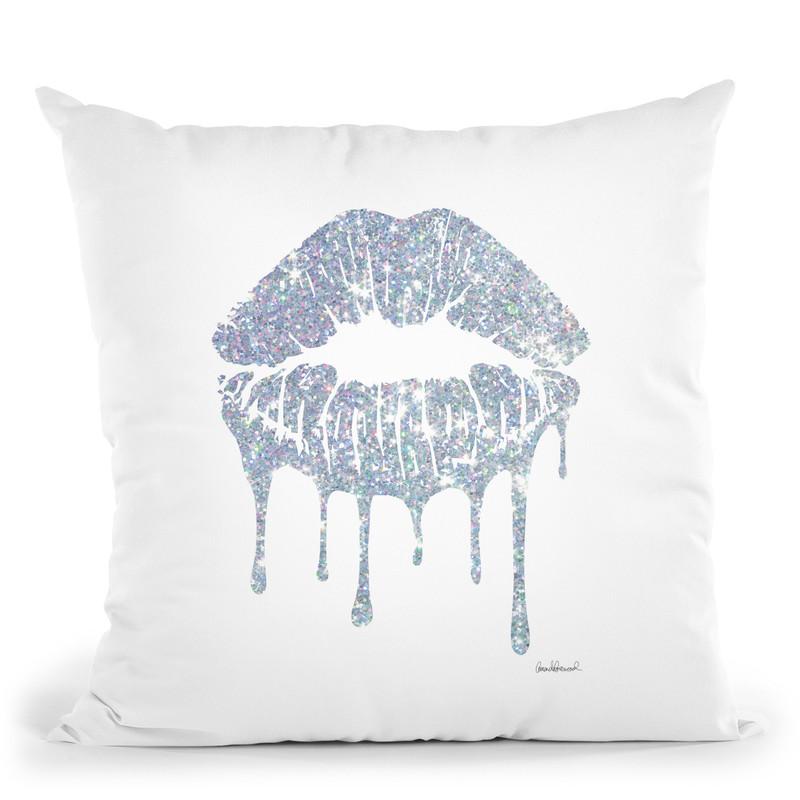 Silver Lips Drip Throw Pillow By Amanda Greenwood