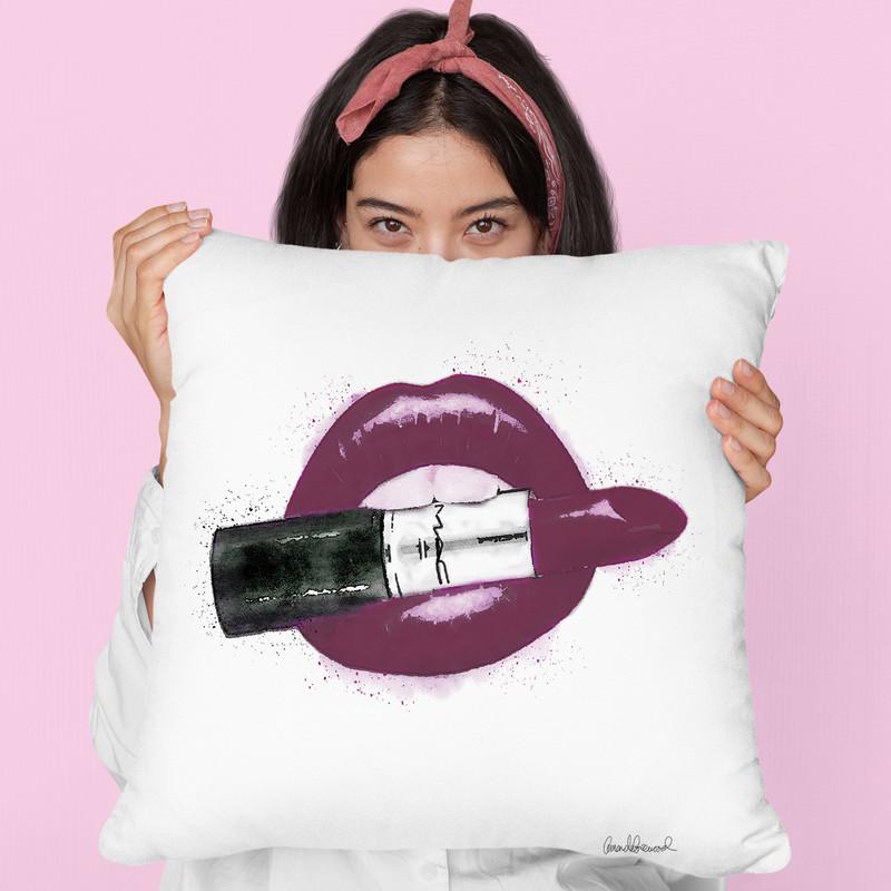 Wear Lipstick I Throw Pillow By Amanda Greenwood