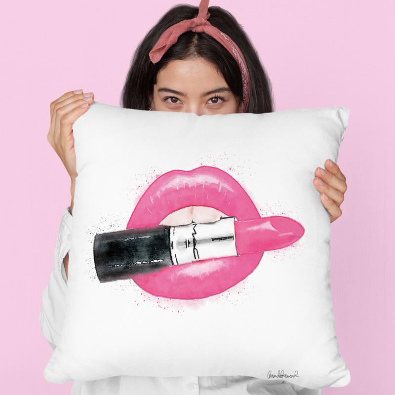 Wear Lipstick Ii Throw Pillow By Amanda Greenwood