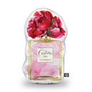 Perfume Bottle Pink Deep Peony Shaped Throw Pillow by Amanda Greenwood - by all about vibe