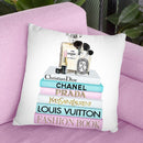Teal And Pink Books With Make Up Set Throw Pillow By Amanda Greenwood
