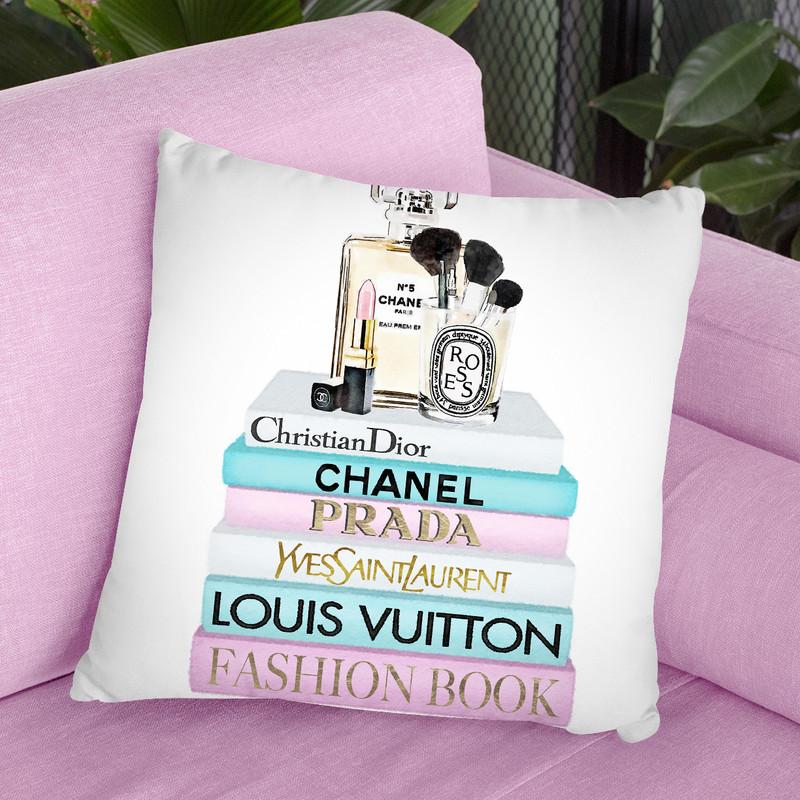 Teal And Pink Books With Make Up Set Throw Pillow By Amanda Greenwood