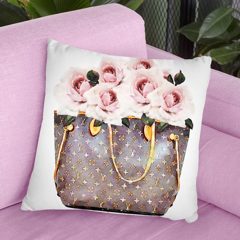 Brown Bag Filled With Blush Roses Throw Pillow By Amanda Greenwood
