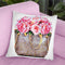 Brown Bag Filled With Pink Peonies Throw Pillow By Amanda Greenwood
