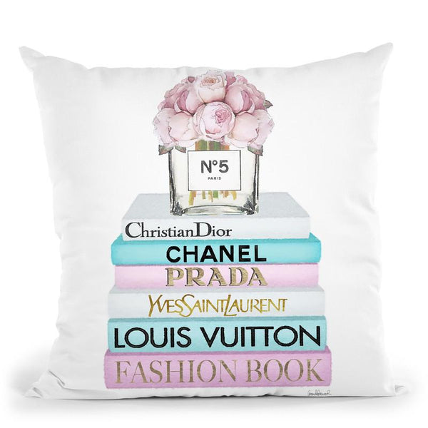 Teal & Pink Books Peony Vase Throw Pillow By Amanda Greenwood