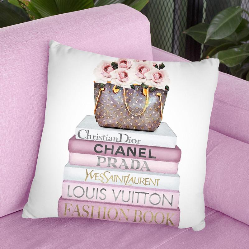 Pink Tone Books, Bag With Roses Throw Pillow By Amanda Greenwood