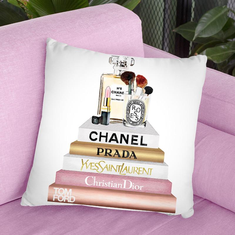 Blush, Rose & Gold Books, Make Up Set Throw Pillow By Amanda Greenwood