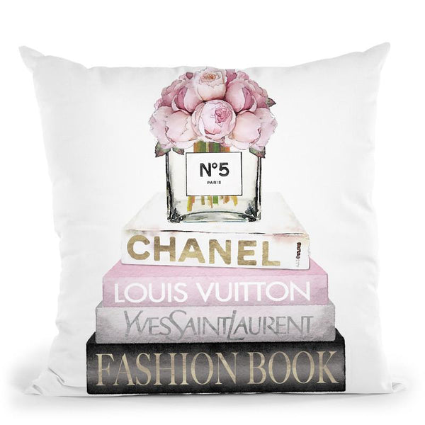 New Books Grey Blush With Peony Vase Throw Pillow By Amanda Greenwood