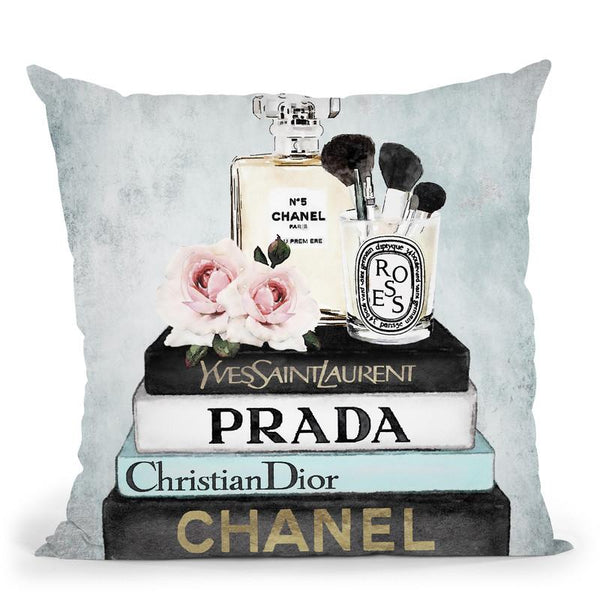 Books Of Fashion, Blue, Makeup Set, Blue Grunge Throw Pillow By Amanda Greenwood