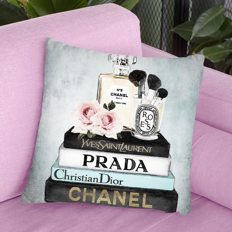 Books Of Fashion, Blue, Makeup Set, Blue Grunge Throw Pillow By Amanda Greenwood