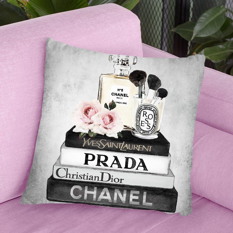 Books Of Fashion, Grey, Makeup Set, Grey Grunge Throw Pillow By Amanda Greenwood
