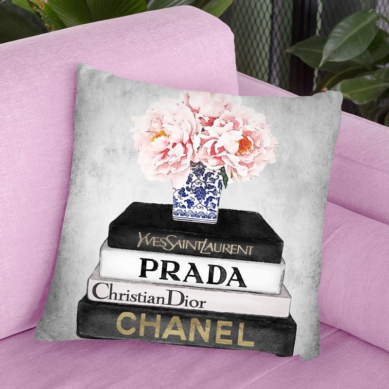 Books Of Fashion, Grey, Flowers, Grey Grunge Throw Pillow By Amanda Greenwood