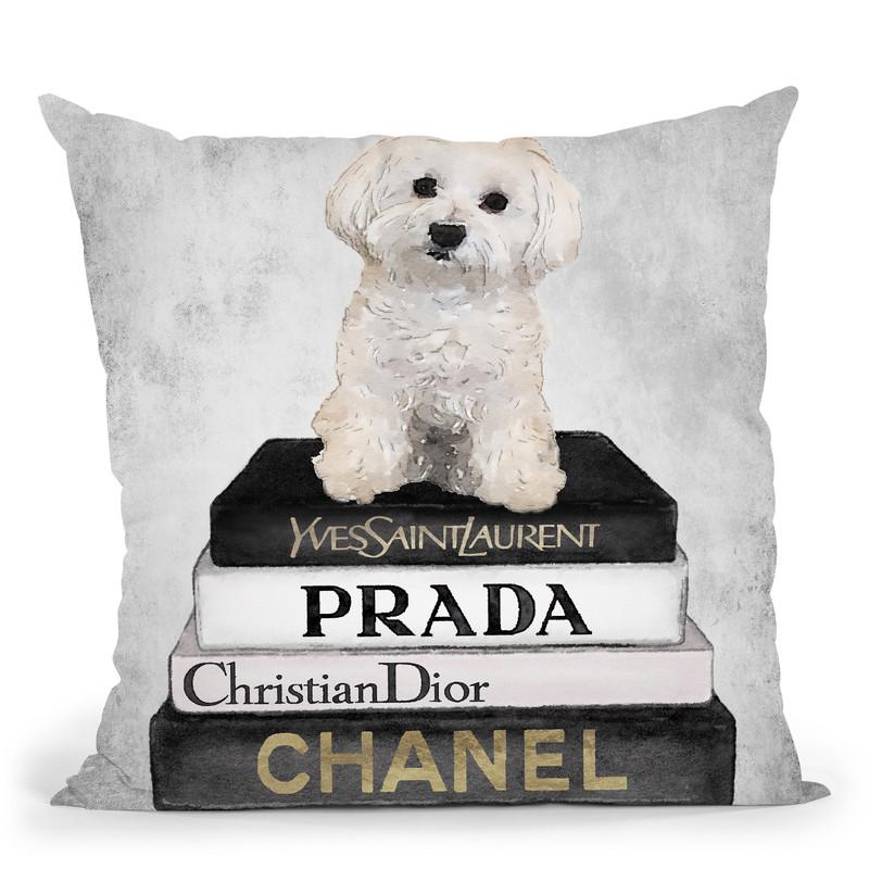 Books Of Fashion, Grey, Maltese, Grey Grunge Throw Pillow By Amanda Greenwood