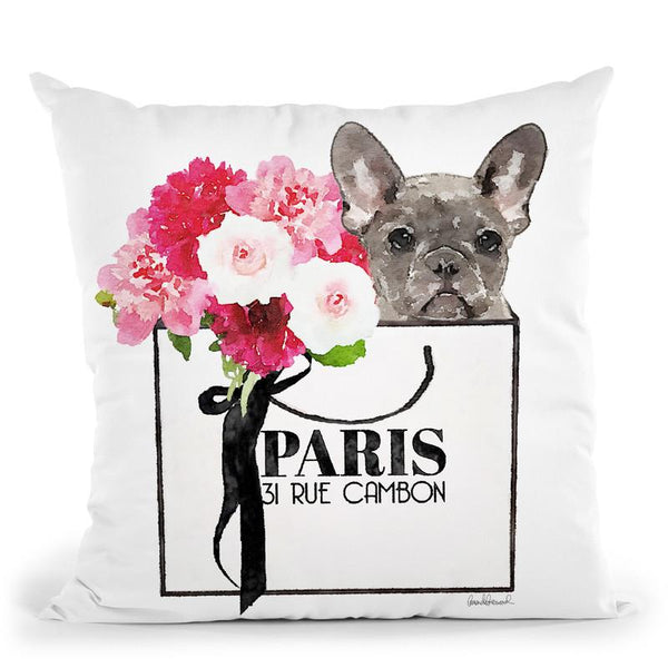 Shopping Bag Frenchie Throw Pillow By Amanda Greenwood