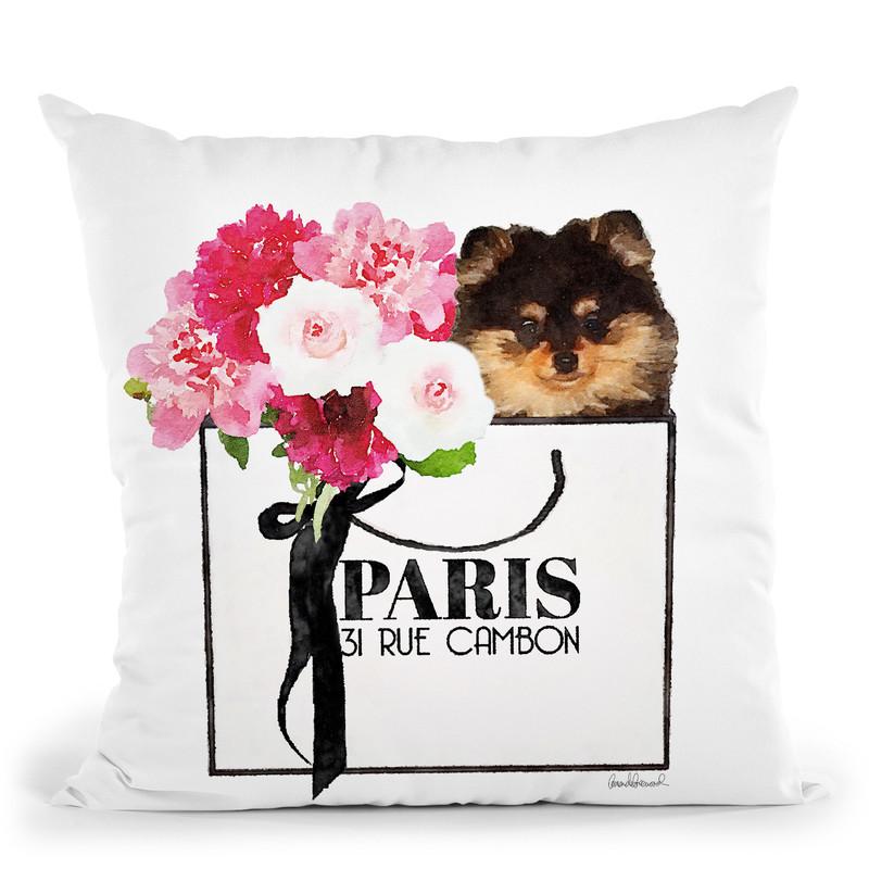 Shopping Bag Pomeranian Black Throw Pillow By Amanda Greenwood